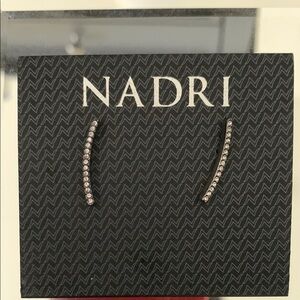 Nadri Silver Crescent Crystal Drop Earrings